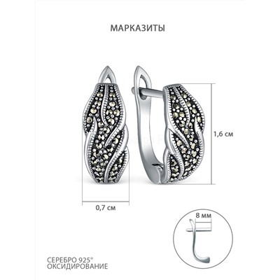 Серьги из чернёного серебра с марказитами 925 пробы HE1755-MAC-LK