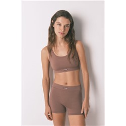 Pantalón corto sin costuras marrón