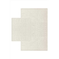 Bluenity Micro Doğal Pamuklu 2'li Banyo Kilim Seti 60x100 50x60 Cm Ekru Micro01