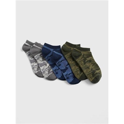 Kids Camo No-Show Socks (3-Pack)