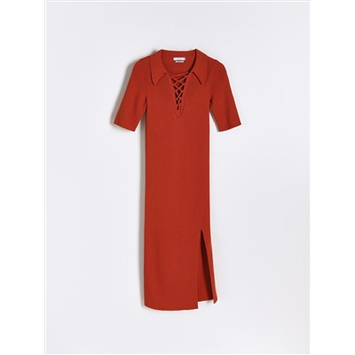 Strickkleid mit Gestreifter Struktur