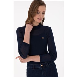 Kadın Lacivert Balıkçı Yaka Sweatshirt