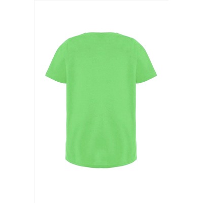 Yeşil Bisiklet Yaka slogan Baskılı %100 Pamuk Örme Büyük Beden T-shirt Elbise TBBSS23AH00162