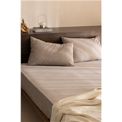 Odette King Size %100 Pamuk Ranforce Lastikli Çarşaf Takımı - Bej