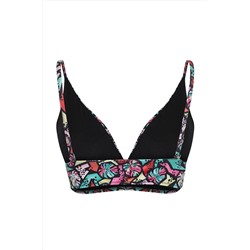 Çok Renkli Derin V Mercan Desenli Büyük Beden Bikini Üstü TBBSS25CT00001