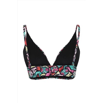 Çok Renkli Derin V Mercan Desenli Büyük Beden Bikini Üstü TBBSS25CT00001