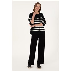 Kadın Siyah Loose Fit Triko Pantolon