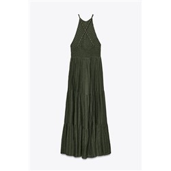 BEADED STRAP HALTER DRESS