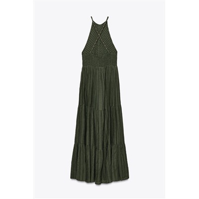 BEADED STRAP HALTER DRESS