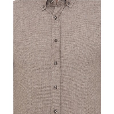 Bej Slim Fit Uzun Kollu Gömlek