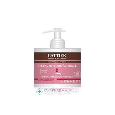 Cattier Gel Lavant Mains à l'Argile Parfum Rose & Abricot BIO 300ml