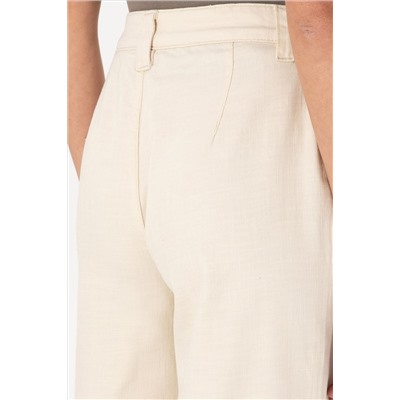 Kadın Ekru Loose Fit Kanvas Pantolon