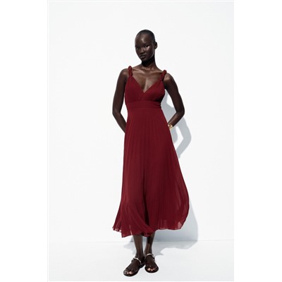 PLEATED MIDI DRESS