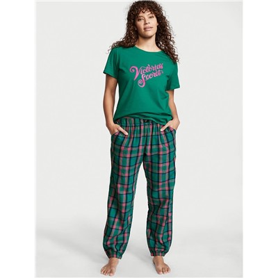 VICTORIA'S SECRET Flannel Jogger Tee-jama