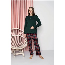 AHENGİM Kadın Pijama Takımı Genç Interlok Altı Ekoseli Pamuklu Mevsimlik W20382247 1-2-10001189