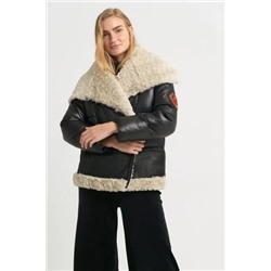 Chaqueta biker oversize acolchada borreguito