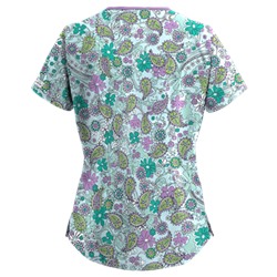 UA Perfect Paisley Pepperminty Print Scrub Top