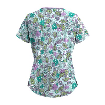 UA Perfect Paisley Pepperminty Print Scrub Top