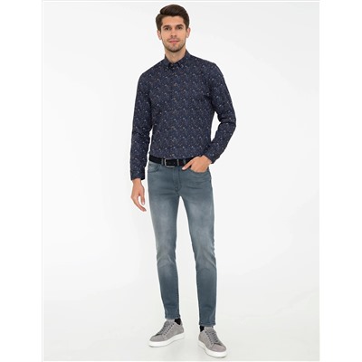 Lacivert Regular Fit Uzun Kollu Gömlek