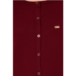 Kadın Bordo Basic Triko Hırka