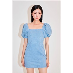 Vestido recto vaquero Azul
