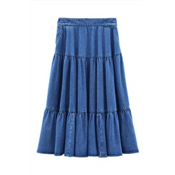 Falda midi vaquera Azul