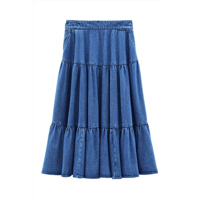 Falda midi vaquera Azul