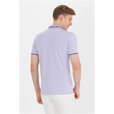 Erkek Lila Basic Polo Yaka Tişört