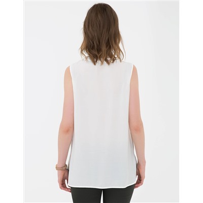 Ekru Regular Fit Kolsuz Bluz