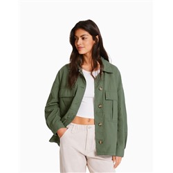 Langärmelige Hemdjacke aus Baumwolle mit Taschen