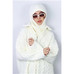 Ritnice Kadın İpli Krem Balaclava Triko Bere / Başlık 1290