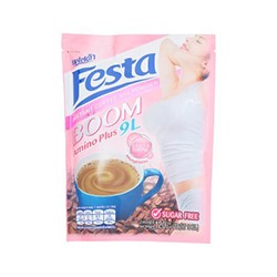 Растворимый диетический кофе с аминокислотами и глутатионом Boom Amino Plus 9L от Festa 10 пакетиков-саше по 12 гр / Festa Coffee Boom Amino Plus 9L Instant Coffee Mix Powder 10 sachets*12g