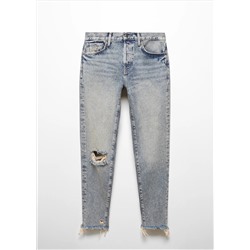 Jeans girlfriend tiro bajo rotos