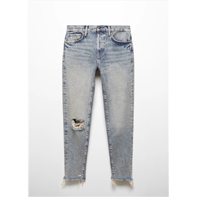 Jeans girlfriend tiro bajo rotos