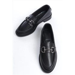 Entella Store Kadın Loafer Makosen Büyük Tokalı Siyah Günlük Ayakkabı Размеры 38