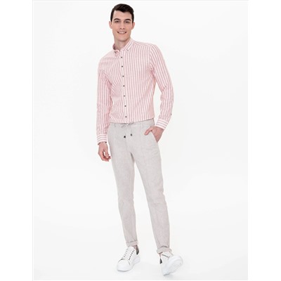 Açık Kahverengi Slim Fit Uzun Kollu Gömlek