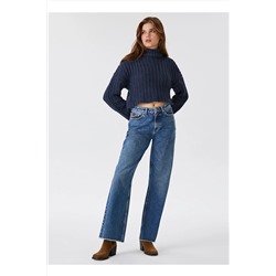 Lee Cooper Dik Yaka Örgü Indigo Kadın Kazak 231 Lcf 241011 Laura Indıgo 5002947788
