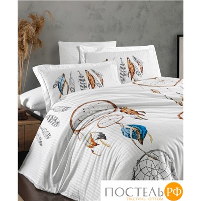 Постельное белье Карвен Stripe Satin с цветным принтом семейное N251-SB012 (7пр.)