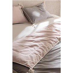 Aimon Tek Kişilik %100 Pamuk Yıkamalı Bağlamalı Nevresim Takımı - Gri/Pudra