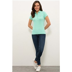 Kadın Mint Basic Polo Yaka Tişört