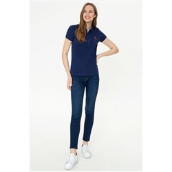 Kadın Lacivert Basic Polo Yaka Tişört