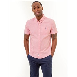 SHORT SLEEVE YARN DYE HOUNDSTOOTH WOVEN SHIRT