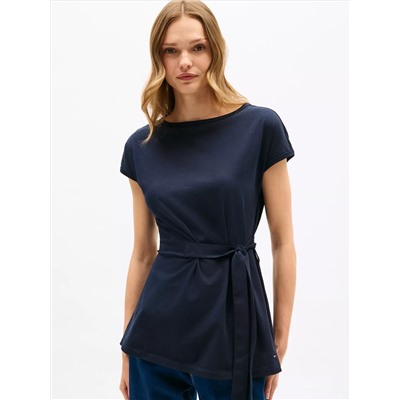 Stretch-Cotton Wrap Top