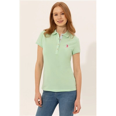 Kadın Mint Basic Polo Yaka Tişört