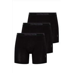 U.S. Polo Assn. Erkek Siyah 3 Lü Uzun Paçalı Boxer 80454Y