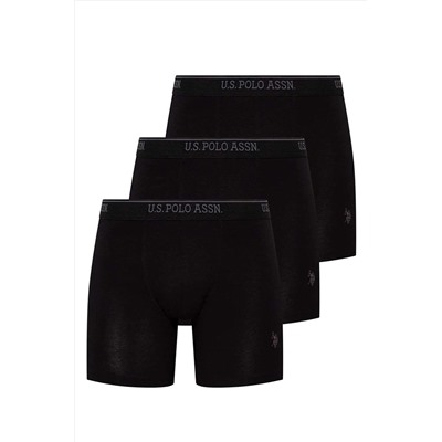 U.S. Polo Assn. Erkek Siyah 3 Lü Uzun Paçalı Boxer 80454Y