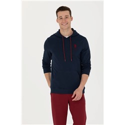 Erkek Lacivert Kapüşonlu Basic Sweatshirt