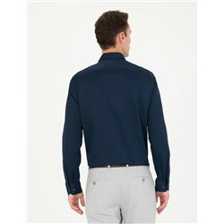 Lacivert Slim Fit Uzun Kollu Basic Gömlek