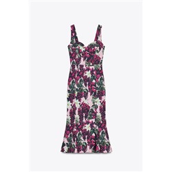 FLORAL GODET DRESS