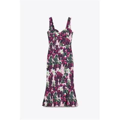 FLORAL GODET DRESS